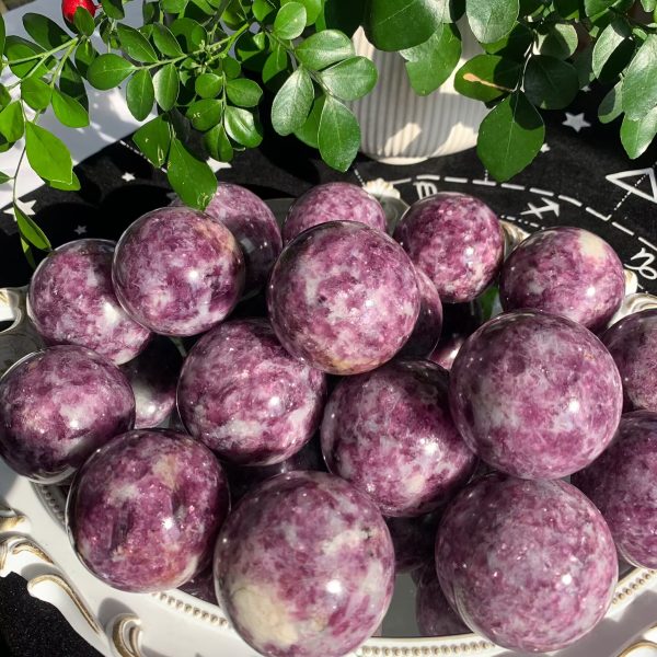 Purple Mica In Quartz Sphere Ball Lepidolite Wholesale Crystal Free Shipping