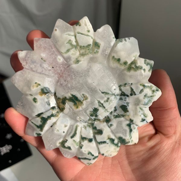 Crystal Sun Flowers On Stand Moss Agate Fluorite Free Shipping