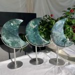 Moss Agate Moon On Stand Crystal Moon Free Shipping