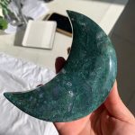 Moss Agate Moon On Stand Crystal Moon Free Shipping