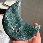 Moss Agate Moon On Stand Crystal Moon Free Shipping