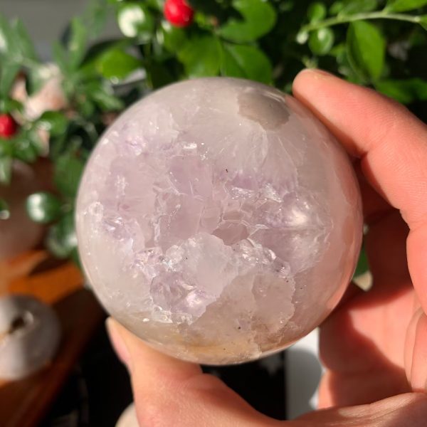 Pink Amethyst Flower Agate Quartz Sphere Ball Free Shipping