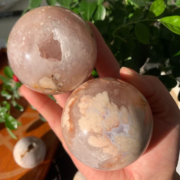 Pink Amethyst Flower Agate Quartz Sphere Ball Free Shipping