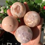 Pink Amethyst Flower Agate Quartz Sphere Ball Free Shipping