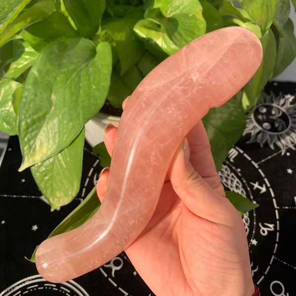 Rose Quartz Dildo Wave Yoni Wand 200mm Free Shipping