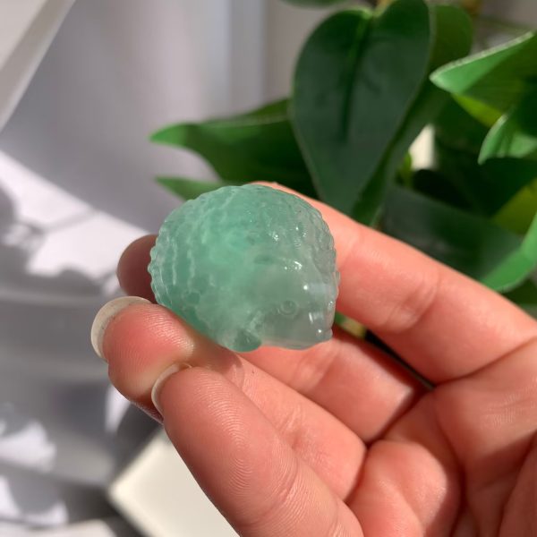 Green Fluorite Hedgehog 40mm Mini Crystal Carving Free Shipping