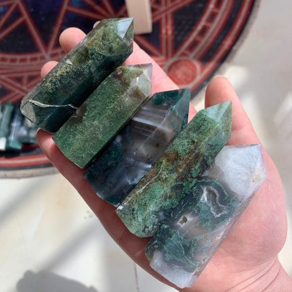 Moss Agate Tower Crystal Point Wholesale Free Shipping