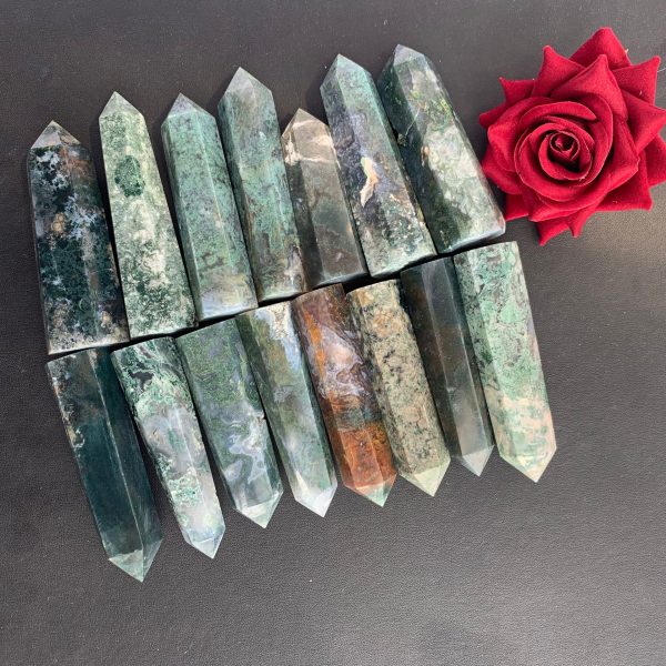 Moss Agate Tower Crystal Point Wholesale Free Shipping