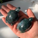 Moss Agate Turtle Carving Crystal Turtle Free Shipping