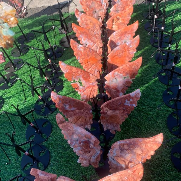 pink agate butterfly wings on stand (3)