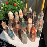 Red Moss Agate Tower Crystal Point Free Shipping