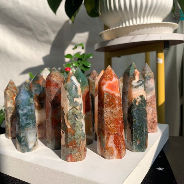 Red Moss Agate Tower Crystal Point Free Shipping