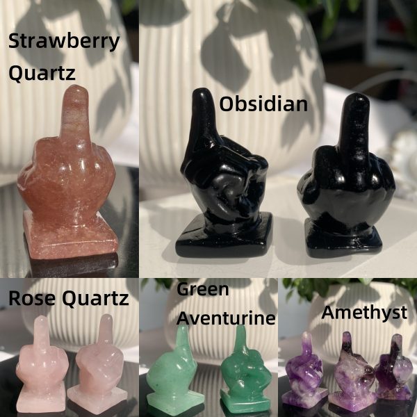 Crystal Middle Finger 1.5inch Mini Carving Free Shipping