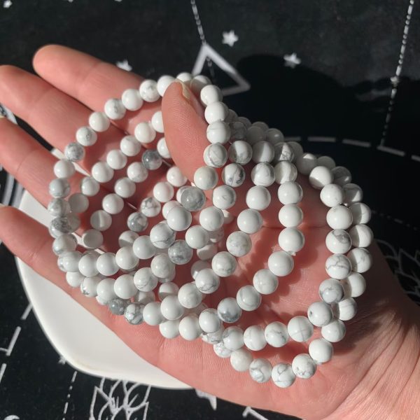 Howlite Bracelet Round Beads Free Shipping