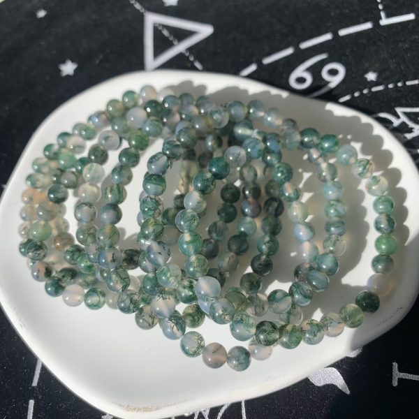 Moss Agate Bracelet Good Round Beads Free Shipping