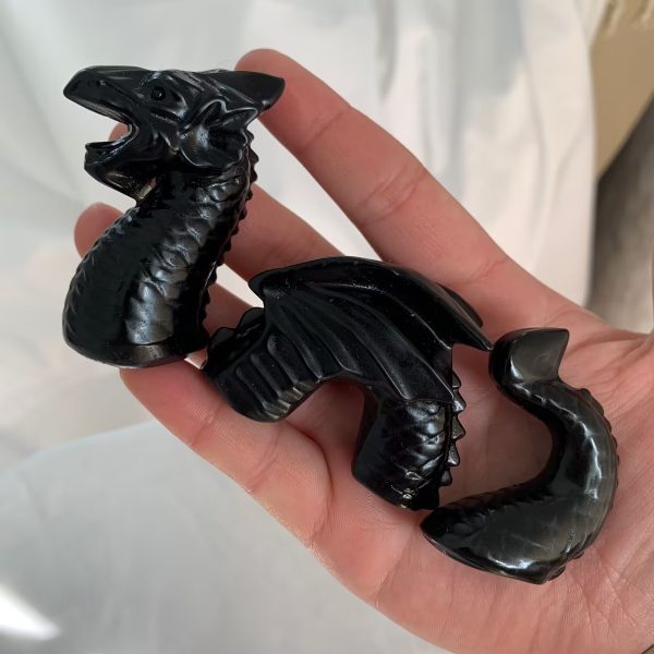 Obsidian Dragon 3 Parts Crystal Dragon Head Body Tail Free Shipping