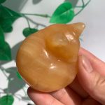 Orange Calcite Sleeping Cat Crystal 60mm Free Shipping