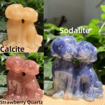 Crystal 2 Dogs Carving Animal Free Shipping