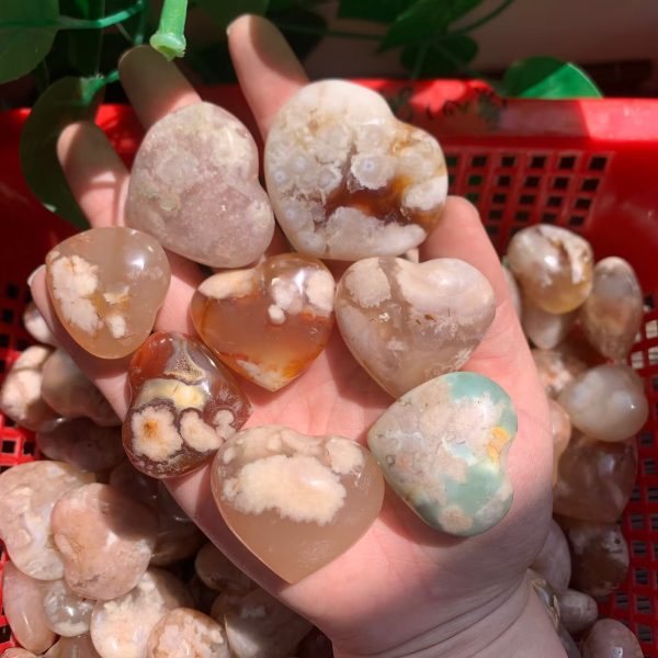 Small Flower Agate Heart Crystal 1Piece 1KG Free Shipping