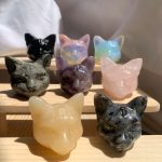 Crystal Crazy Cat Carving Three Eyes Cat Crystal 38mm Free Shipping