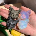 Crystal Crazy Cat Carving Three Eyes Cat Crystal 38mm Free Shipping