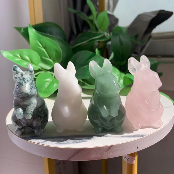 Crystal Bunny Carving Gemstone Rabbit 60mm Free Shipping