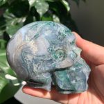 Moss Agate Skull Collection Crystal Human Skull 90mm Free Shipping