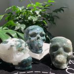 Moss Agate Skull Collection Crystal Human Skull 90mm Free Shipping