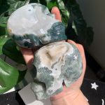 Moss Agate Skull Collection Crystal Human Skull 90mm Free Shipping