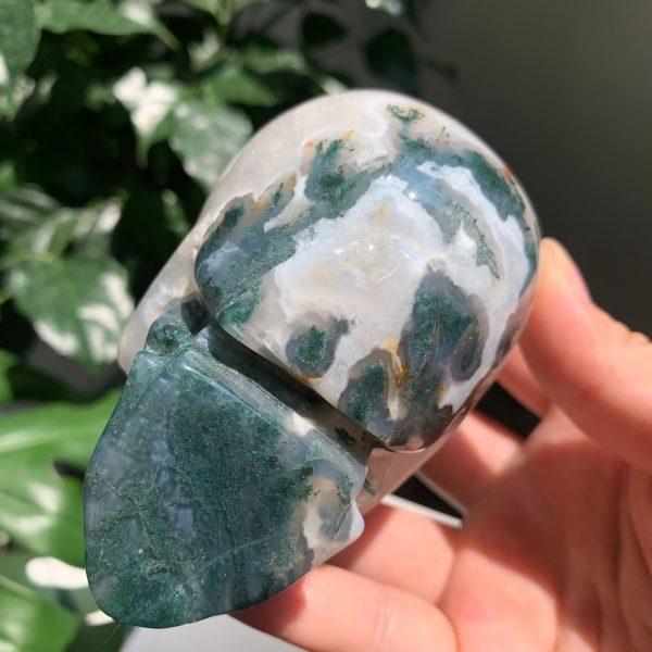 Moss Agate Skull Collection Crystal Human Skull 90mm Free Shipping