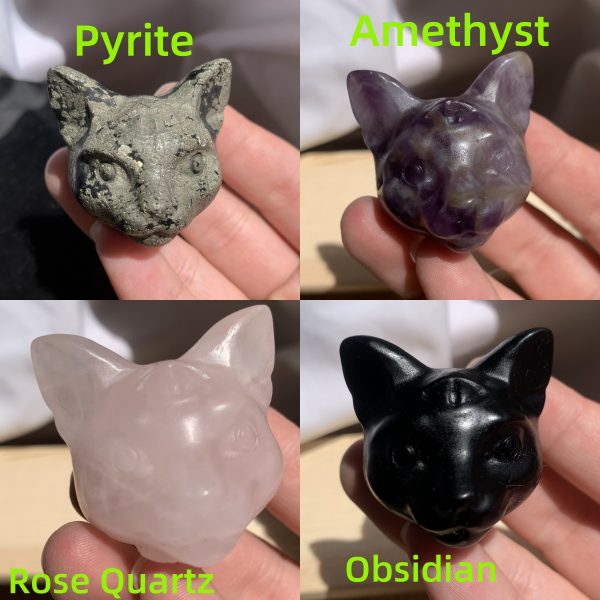 Crystal Crazy Cat Carving Three Eyes Cat Crystal 38mm Free Shipping