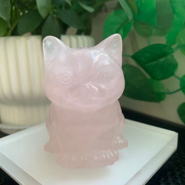 Crystal Cat Carving 72mm Obsidian Cat Animal Free Shipping