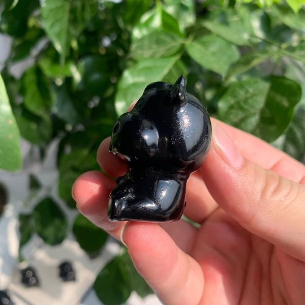 Obsidian Cow Carving Crystal Animal 40mm Free Shipping