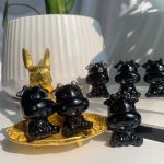 Obsidian Cow Carving Crystal Animal 40mm Free Shipping