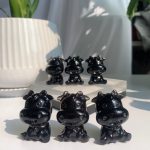 Obsidian Cow Carving Crystal Animal 40mm Free Shipping