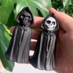 Obsidian Death Crystal Grim Reaper Carving Halloween Gift 80mm Free Shipping