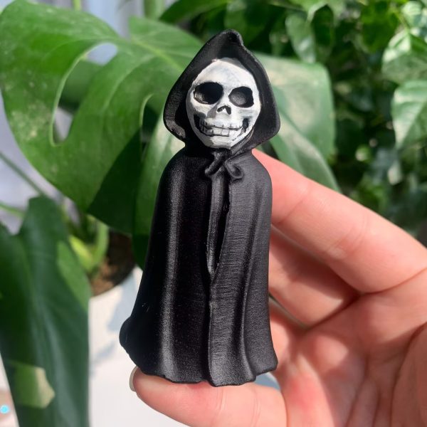 Obsidian Death Crystal Grim Reaper Carving Halloween Gift 80mm Free Shipping