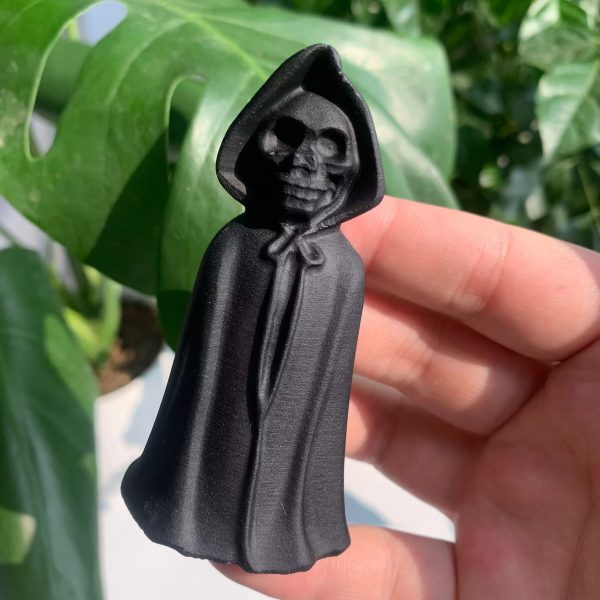 Obsidian Death Crystal Grim Reaper Carving Halloween Gift 80mm Free Shipping